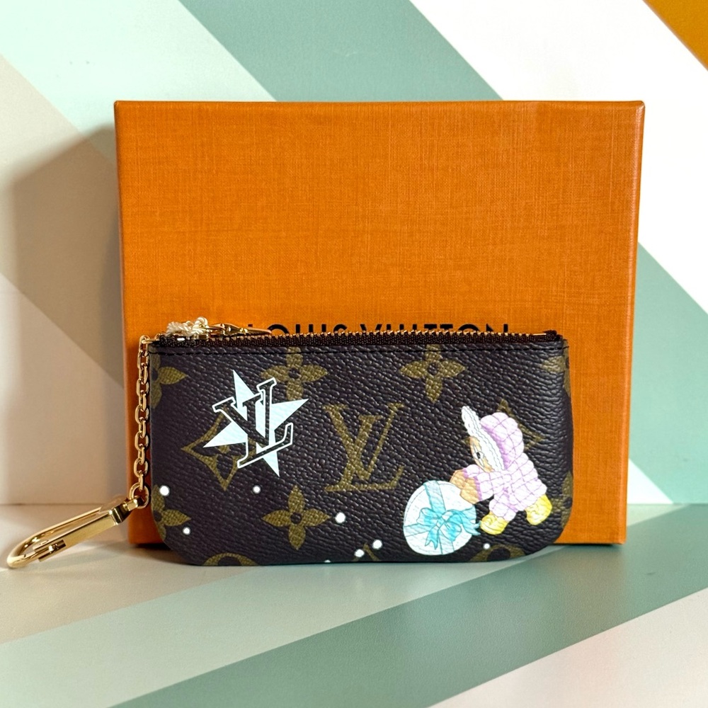 Louis Vuitton Monogram 2025 Christmas Animation Key Pouch Azur Frost